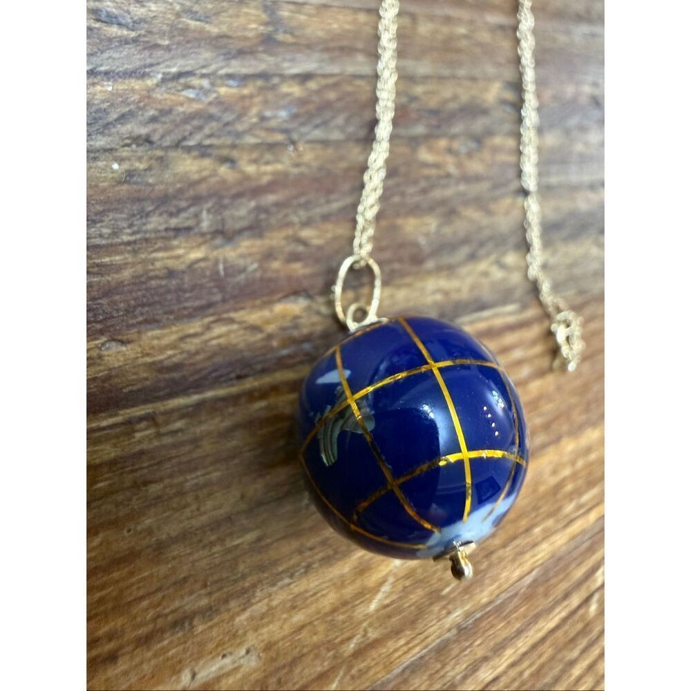 Multi Gemstone 14K Yellow Gold Globe Pendant Charm with 14k chain - Picture 4 of 8